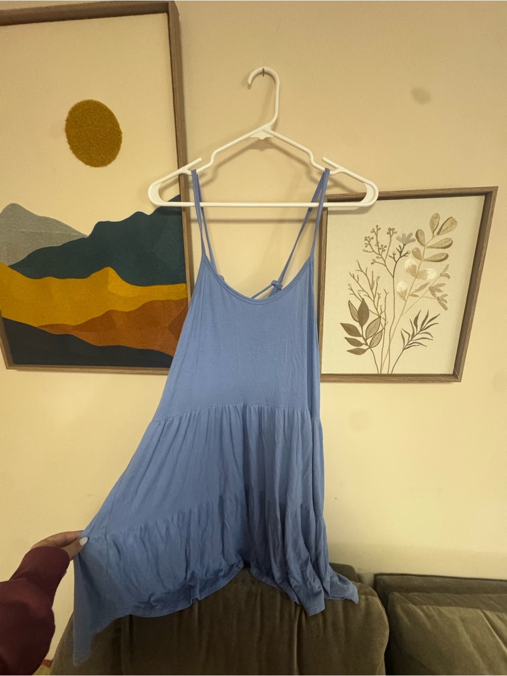 7th Ray Sky Blue Strappy Tiered Maxi Dress